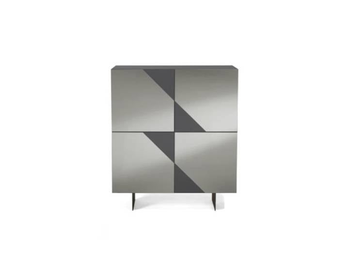 Buffet 4 portes en verre miroir fumé et coffret Anthracite ARTE120 - Madia 3 ante
