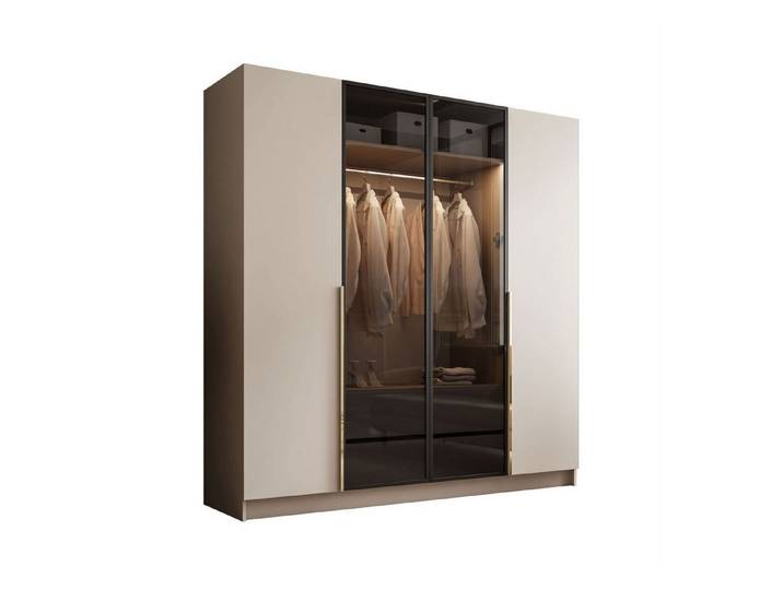 Lookway Kleiderschrank ATRIUM Vier­türiger Schrank mit Glasfront inklusive Trageservice 200x57x210