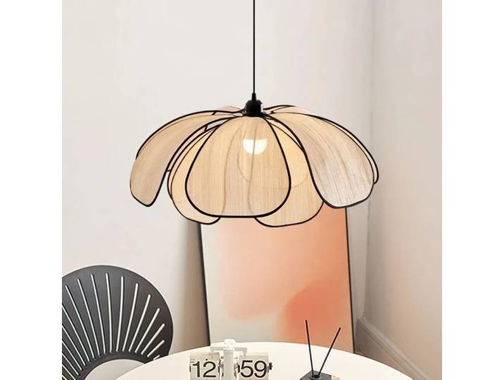 Lampe suspendue de Style crème nordique, lustre à pétales rétro, plafonnier artistique japonais pour décoration de salon