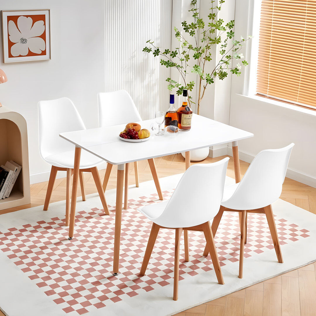 Hykkon Nero 4 - Person Dining Set White/White 4