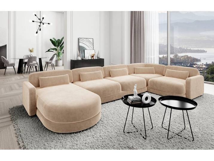 Wohnlandschaft Valencia U-Form aus Stoff