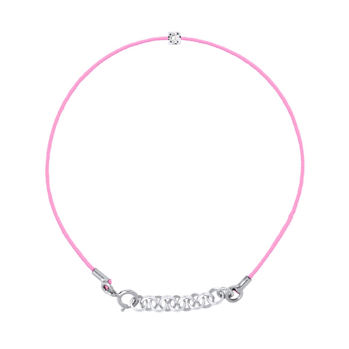 Diamond Bracelet Solitaire 0030 Cts Nylon Rose 925
