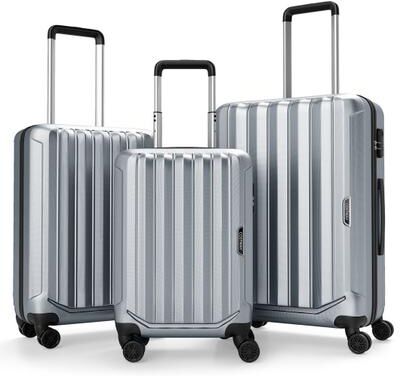 Costway 3-Piece Hardside Luggage Set (20/24/28 Inch) Lightweight with 3-Digital Lock-Gray