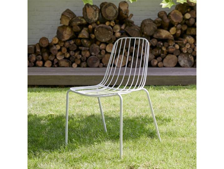 Outdoor Stuhl aus weiß-lackiertem Metall industrieller Stil - Weiß