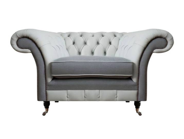 Xlmoebel Chesterfield-Sessel Grauer Chesterfield-Sessel mit Knopfverzierungen und hohem Komfort (Sessel), Hergestellt in Europa