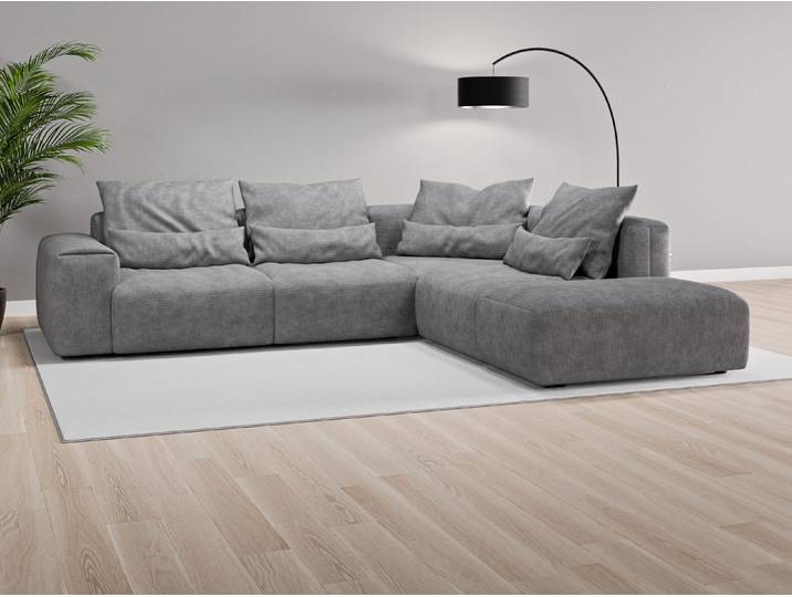 Ecksofa Denver Nr. 3 rechts - Grau (Dunkelgrau) - Cordstoff