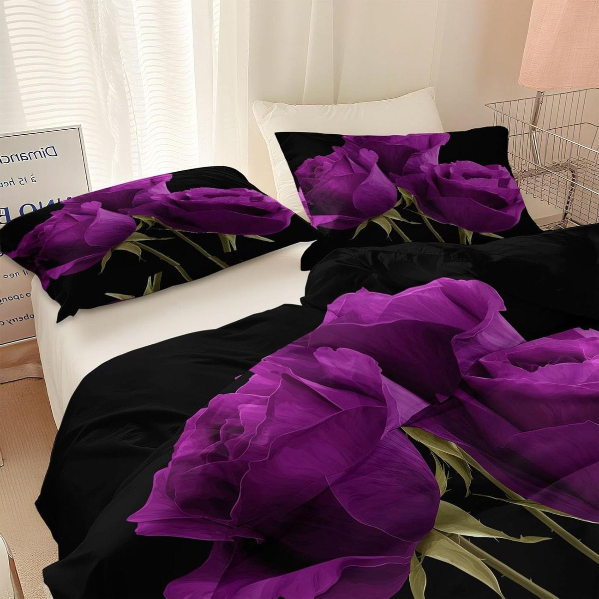 Omkeerbaar Dekbedovertrek Set Roze Paars 90x190 cm