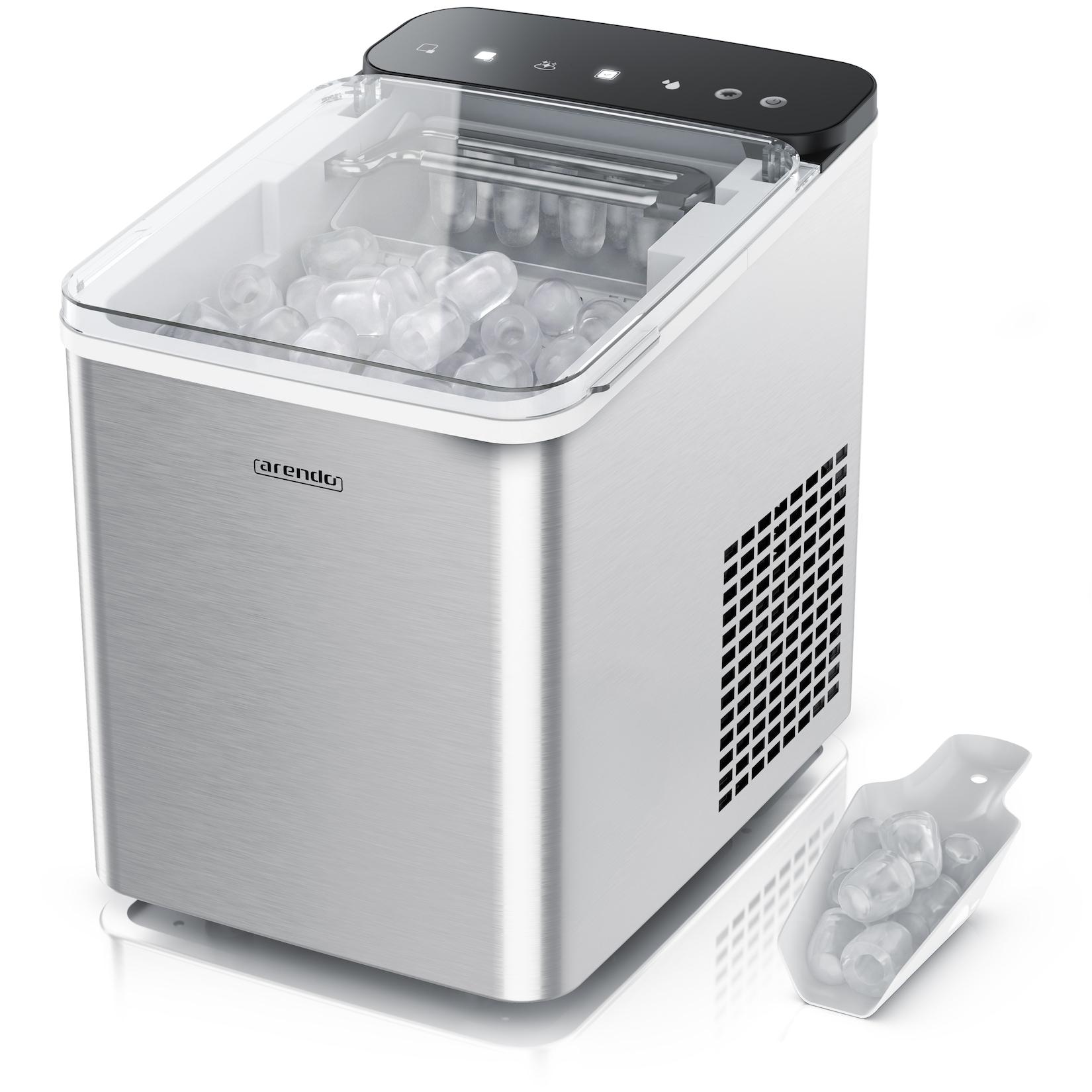 Arendo Eiswürfelmaschine, Ice Maker Eiswürfelbereiter, max. 12kg Eiswürfe pro Tag, 1,1L Behälter, silber