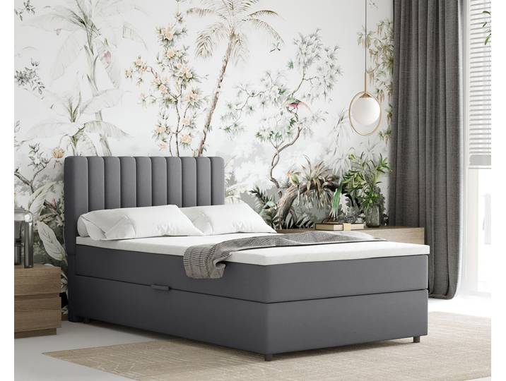 Boxspringbett 120x200 EVEREST, mit Topper, mit Bettkästen, Einzelbett, Grau, Panda Möbel