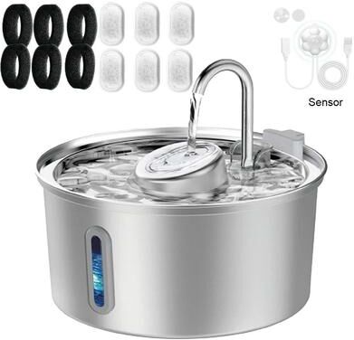 Uplift Essentials 3.2L Ultra Hygienic Stainless Steel Smart Water Fountain With Visible Window sensor Fountain + 6 Filter Chi