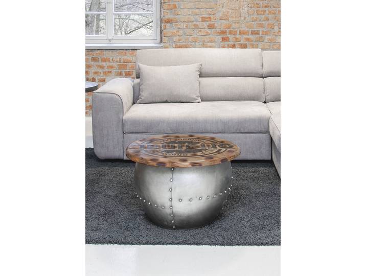 Beistelltisch, Massivholz Mango, Beige & Silber, 69×42 cm, Rund, Gutmann-Factory