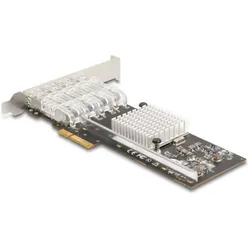 Delock PCI Express x4 Karte zu 4 x SFP Slot Gigabit LAN i350 (Mini PCI Express), Netzwerkkarte, Schwarz