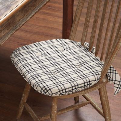 VHC Brands Linen & Black Plaid Cotton Chair Pad
