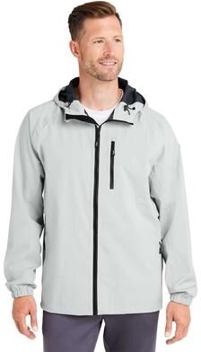 HUK H400148 Men's Rover Rain Jacket in Harbor Mist size Medium   92% polyester, 8% spandex