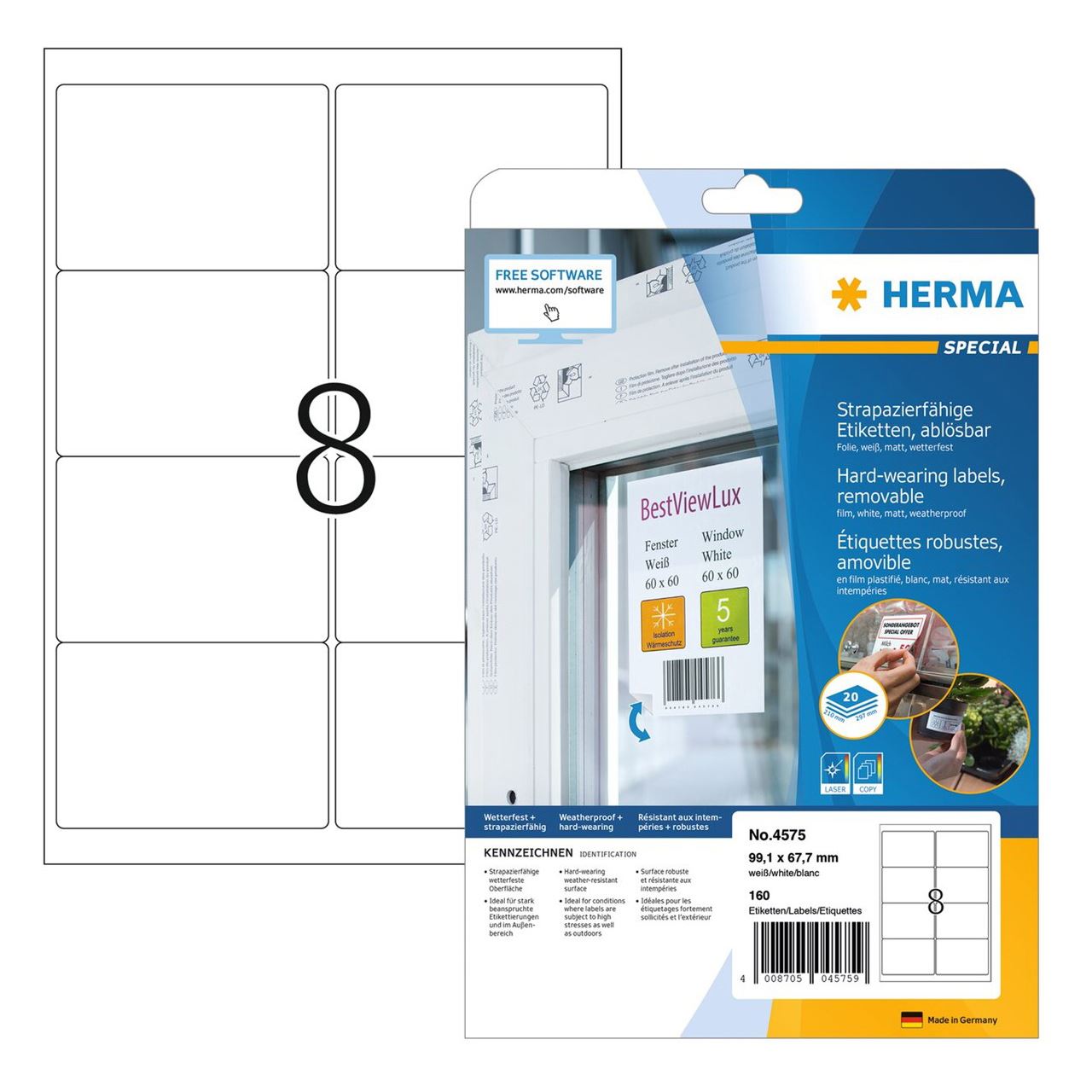 Herma Folien-Etiketten SPECIAL, 99,1 x 67 mm, ablösbar
