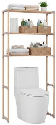 Costway 3-Tier Over The Toilet Storage Rack with Open Shelves-Gray