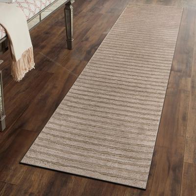 World Rug Gallery Horizontal Stripe Power Loomed Soft Shag High-Low Indoor Area Rug