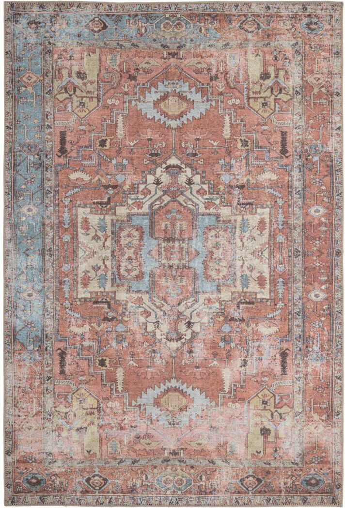 Kukoon Machine Washable Terracotta Traditional Tribal Patterned Distressed Living Room Area Rug Beige;Terracotta Rectangle 160 x 230 cm