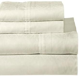 Pointehaven 300 Thread Count Combed Cotton Tone-on-Tone Printed Bed Sheet Set