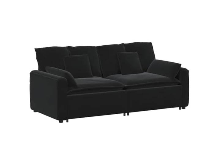 vidaXL Modulares Sofa mit Kissen Schwarz