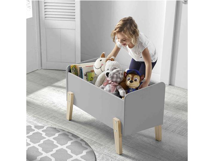 Coffre à jouets 80x39x48 gris en bois CO2012