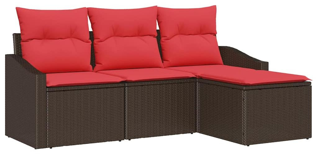 vidaXL Bankset 4 stuks Bruin Polyrotan