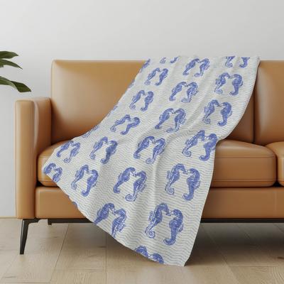 Addison Rugs Premium Machine Washable ASB194 Sea Horse Sherpa Throw Blanket