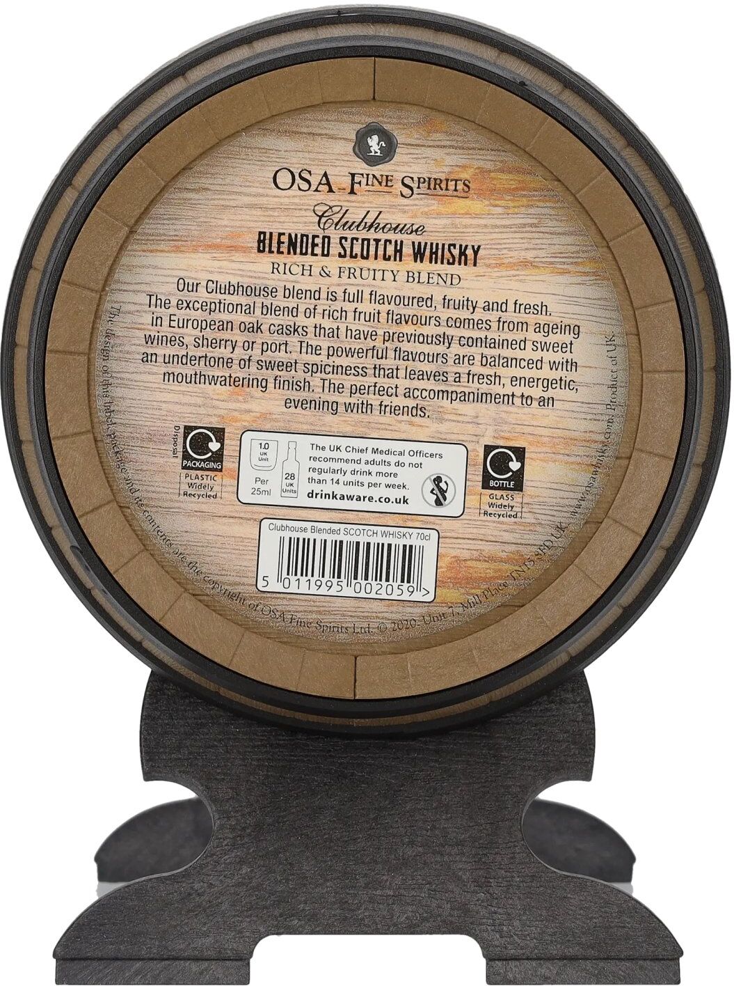 Old St. Andrews Fine Spirits OSA Fine Spirits CLUBHOUSE Blended Scotch Whisky 40% Vol. 0,7l im Whiskyfass