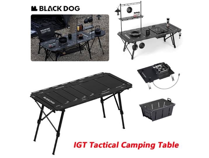 Naturerandonnée BLACKDOG Table IGT extérieure pliante réglable en alliage d'aluminium Camping modulaire Table tactique autoportante Portable