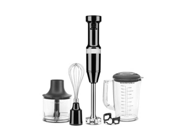 KitchenAid Classic Stabmixer, Variabler Geschwindigkeit 8250–11600 RPM, Mixen, Pürieren, Aufschäumen & Zerkleinern, abnehmbarer Arm & Topfschutz, 700ml Becher, Onyx Black