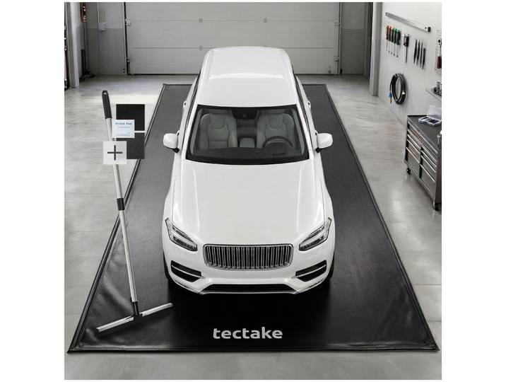 Tapis de sol pour garage, antidérapant, imperméable, avec raclette - noir