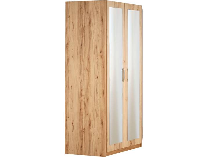 Eckkleiderschrank, Astkernbuchefarben, 95×95 cm, Mit Spiegel, Klassisch, Priess