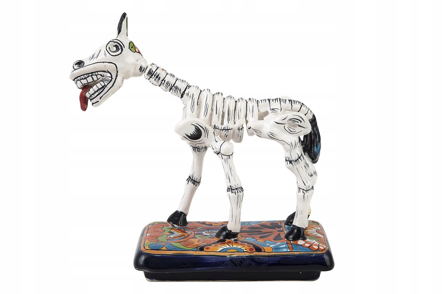 Handgeschilderde Keramische Paardenschedel Decoratie in Mexicaanse Talavera Stijl