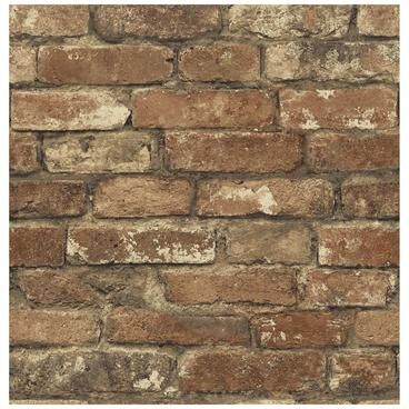 Chesapeake Oxford Rust Brick Texture Wallpaper - 20.5 x 396 x 0.025