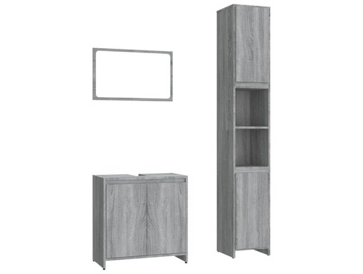 556533& Set meubles de salle de bain - Haut de gamme - 3 pcs Sonoma gris