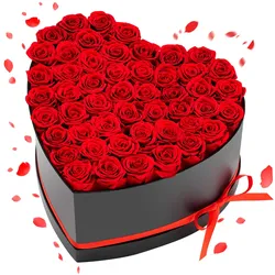 VEVOR 50 Stk. Ewige Rosen in Herzform Box, konservierter Blumenstrauß, Blumen Geschenkbox für ihre Frau, Mütter, Liebespartner, zur Hochzeit, zum Muttertag, Valentinstag, Weihnachten, Rot