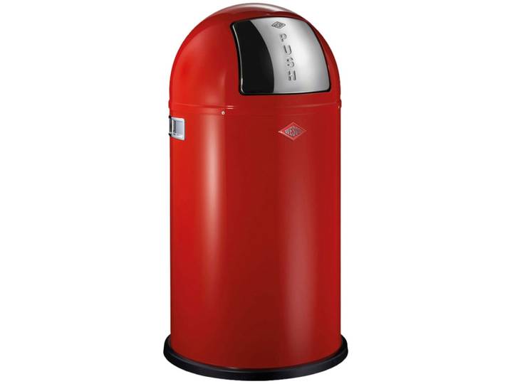 Mülleimer WESCO Pushboy , rot, B:40cm H:75,5cm T:40cm, Stahlblech, Mülleimer, Mülleimer, Abfallsammler, 50 Liter