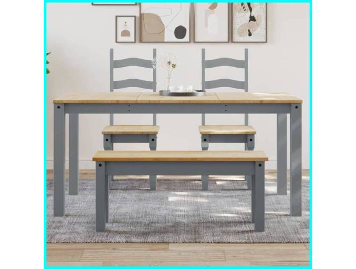 Table à manger - V BESTLIFE - Panama - Bois massif de pin - 160x80x75 cm - Gris