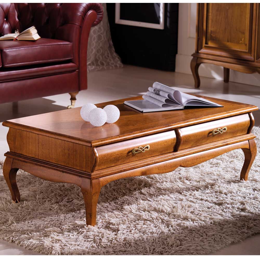 Pharao24.de Wohnzimmer Couchtisch aus Tulpenbaum massiv italienischen Design