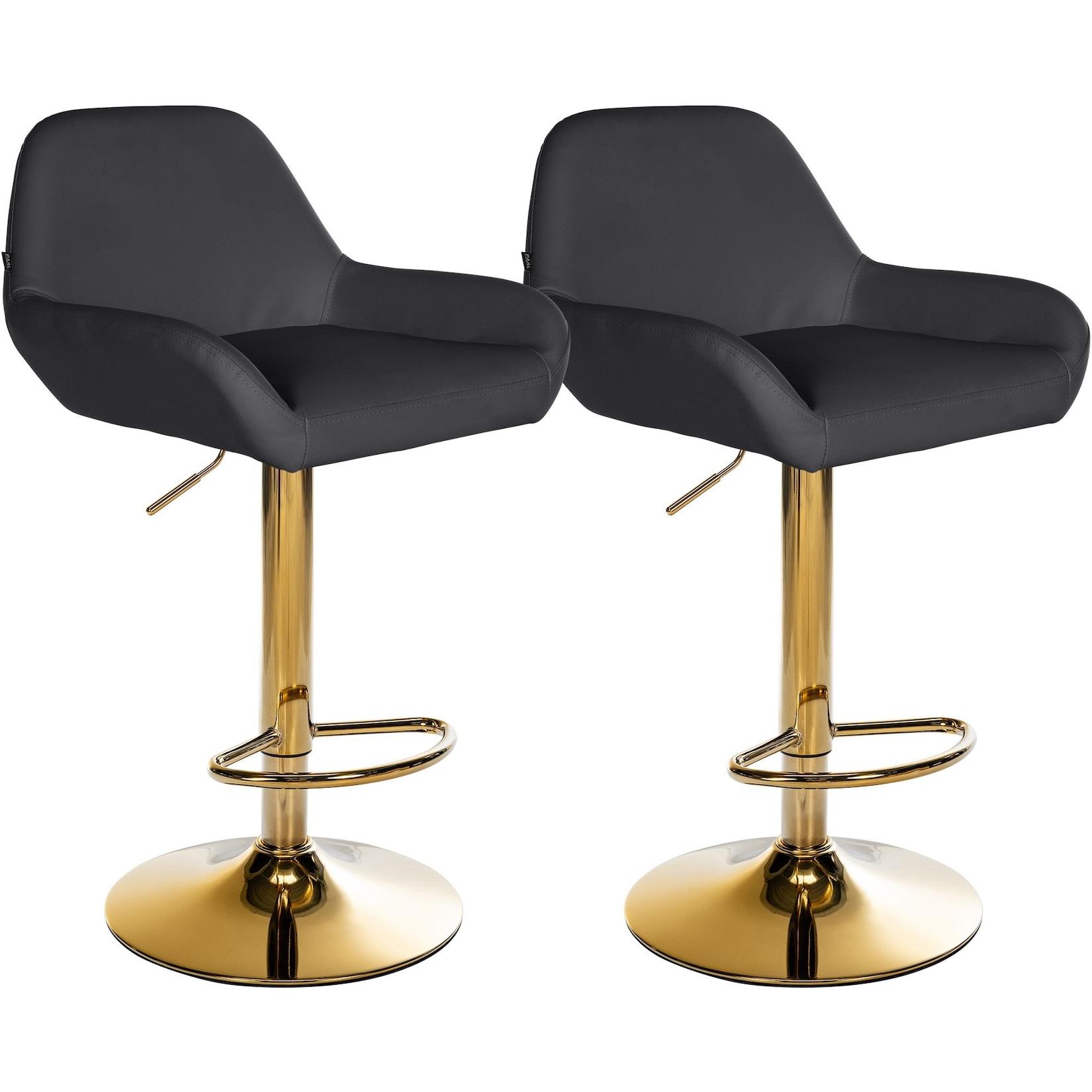 CLP 2er Set Barhocker Braga Gold Kunstleder - Farbe: schwarz