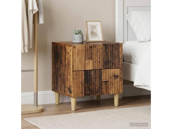 YUTAASU Nachttisch 2 STK. Altholz 43 x 34,5 x 48 cm Holzwerkstoff 2 Schubladen, Modernes Streifenmuster, Robust, Vielseitig für Schlafzimmer und Wohnzimmer