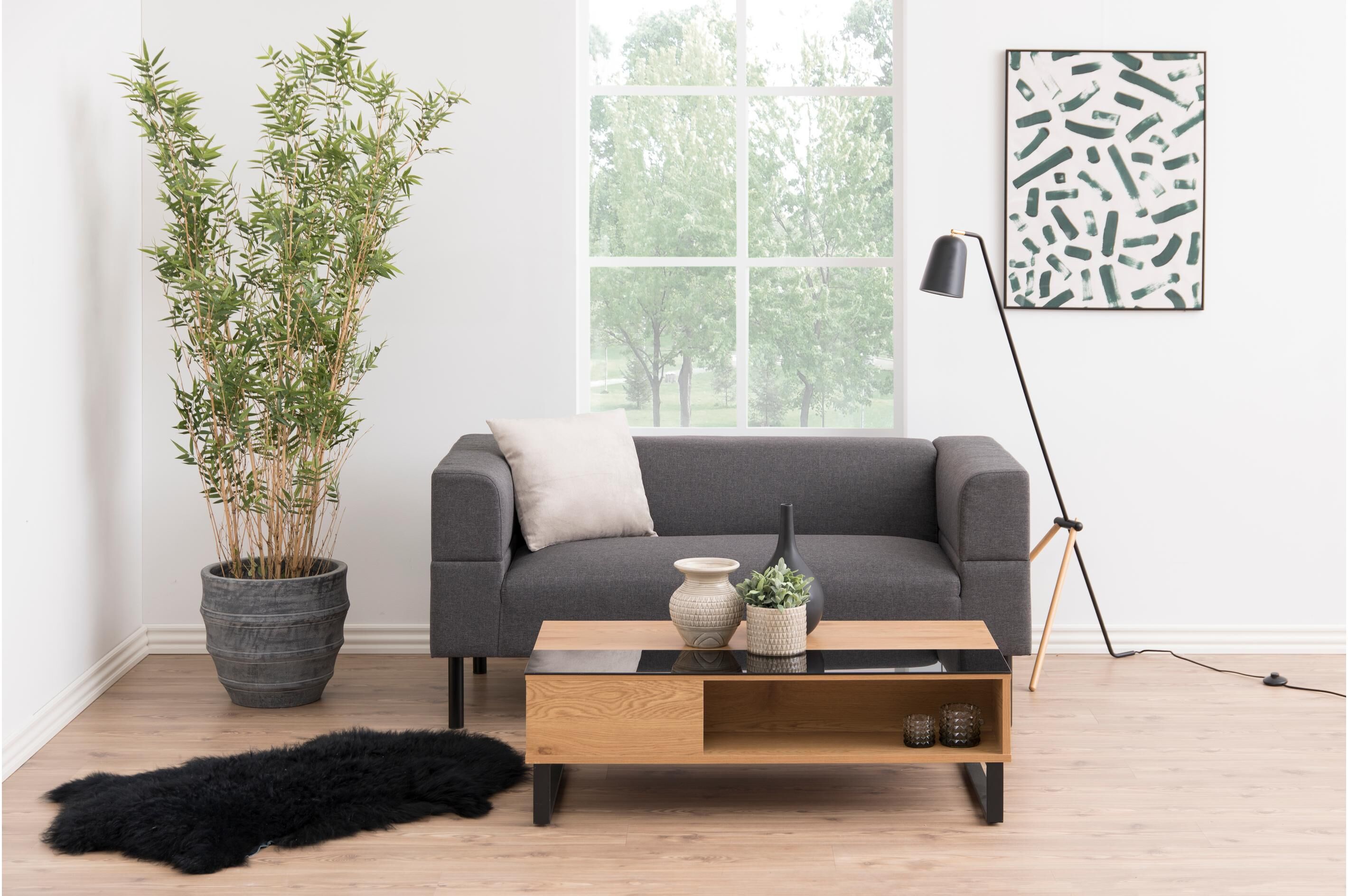 Beistelltisch AC DESIGN "Azalea Nature/Schwarz", beige (nature, schwarz), B:110cm H:35cm T:60cm, Tische, Beistelltisch nature, schwarz B/H/T: 110cm x 35cm x 60cm
