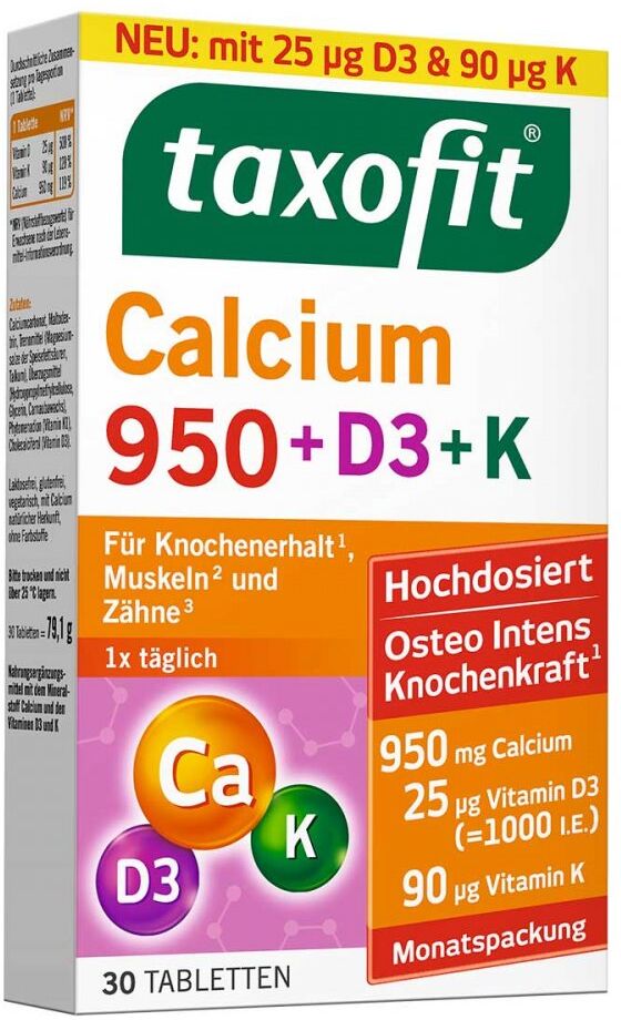 Taxofit Calcium 950+D3+K Tabletten 30stk