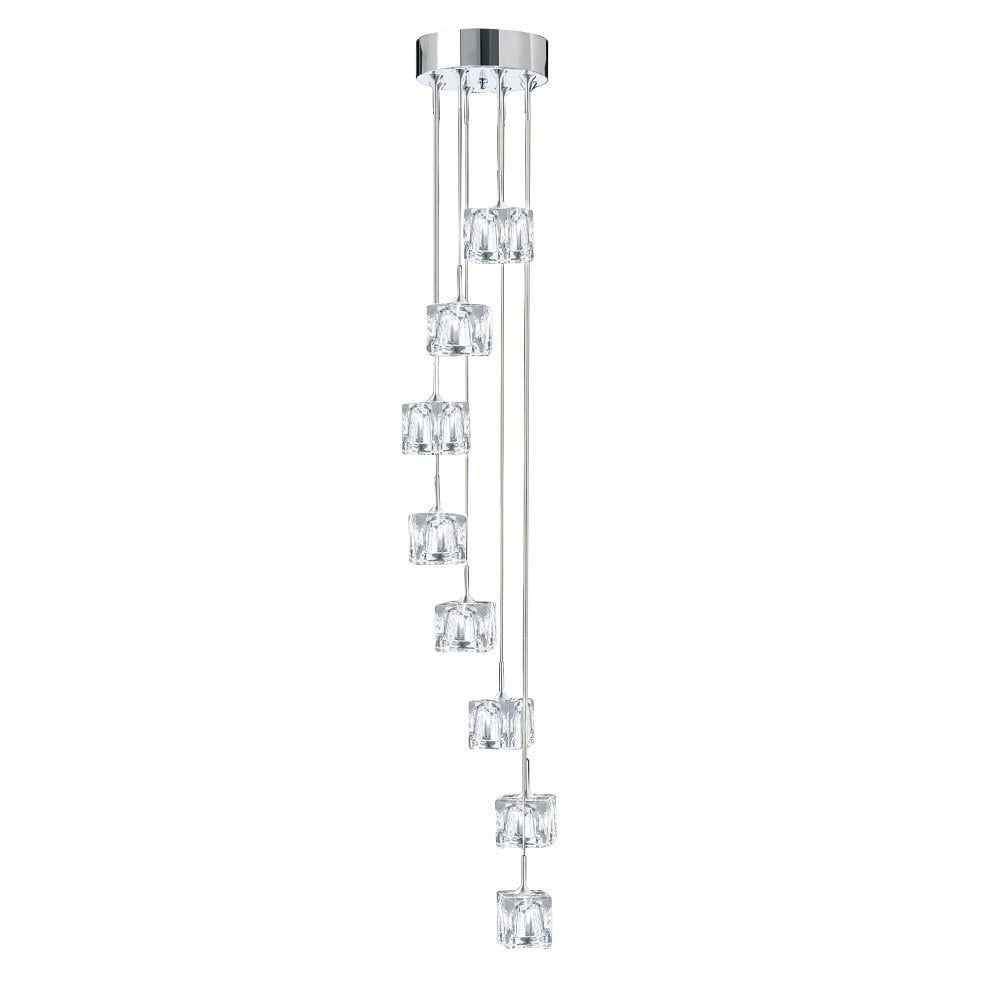 Searchlight Ice Cube LED hanglamp metaalgrijs en transparant B/D/H: 20 x 20 x 116 cm