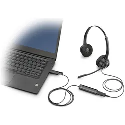 HP Poly EncorePro 320 (Kabelgebunden, USB-A, Skype), Office Headset, Schwarz