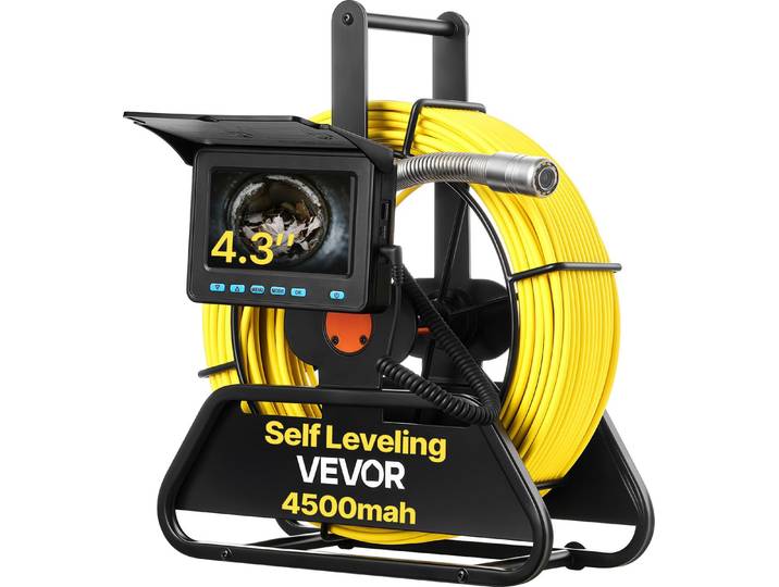 Caméra de canalisation VEVOR\, 30 m\, caméra de canalisation autonivelante avec écran HD 4\,3 pouces\, caméra d'inspection étanche (IP68) avec éclairage (12 LED & carte mémoire 16 Go) pour canalisations et tuyaux d'égout