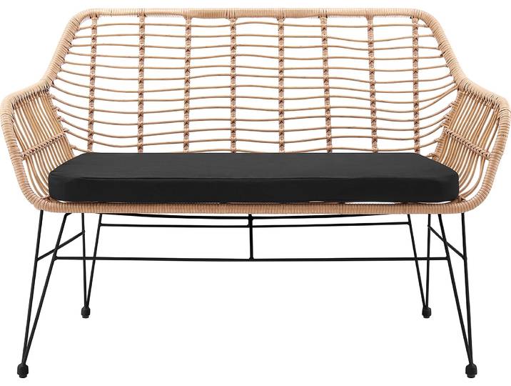 Sitzbank SALESFEVER Wels Komfortable Bank , schwarz (natur, schwarz, schwarz), B:120cm H:85cm T:69cm, Metall, Polypropylen, Sitzbänke, Sitzbank, Indoor- und Outdoor geeignet