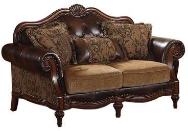 CDecor Destiny Two Tone Brown and Chenille Cherry Rolled Arm Loveseat