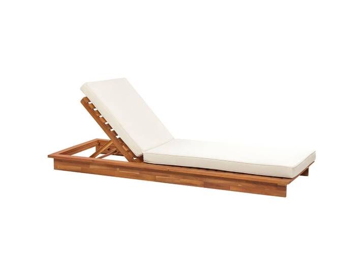 Beliani Gartenliege hellbraun Granari, Hellbraun, Holz, 70x77x190 cm, Gartenmöbel, Gartenliegen