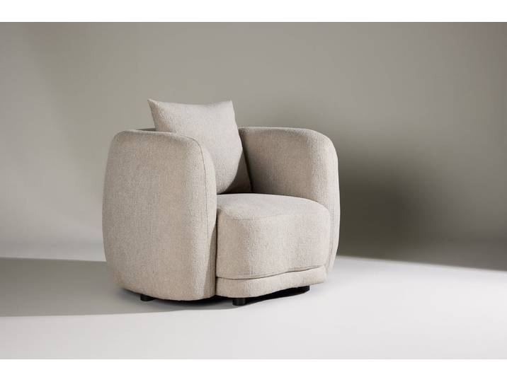 Sessel Zilli - mit exklusivem beigefarbenem Bouclé - Beige - Luxusbetten24